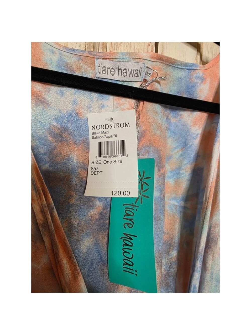 Women's Tiare Hawaii Tie-Dye Maxi Dress S Blue Orange - Picture 4 of 6
